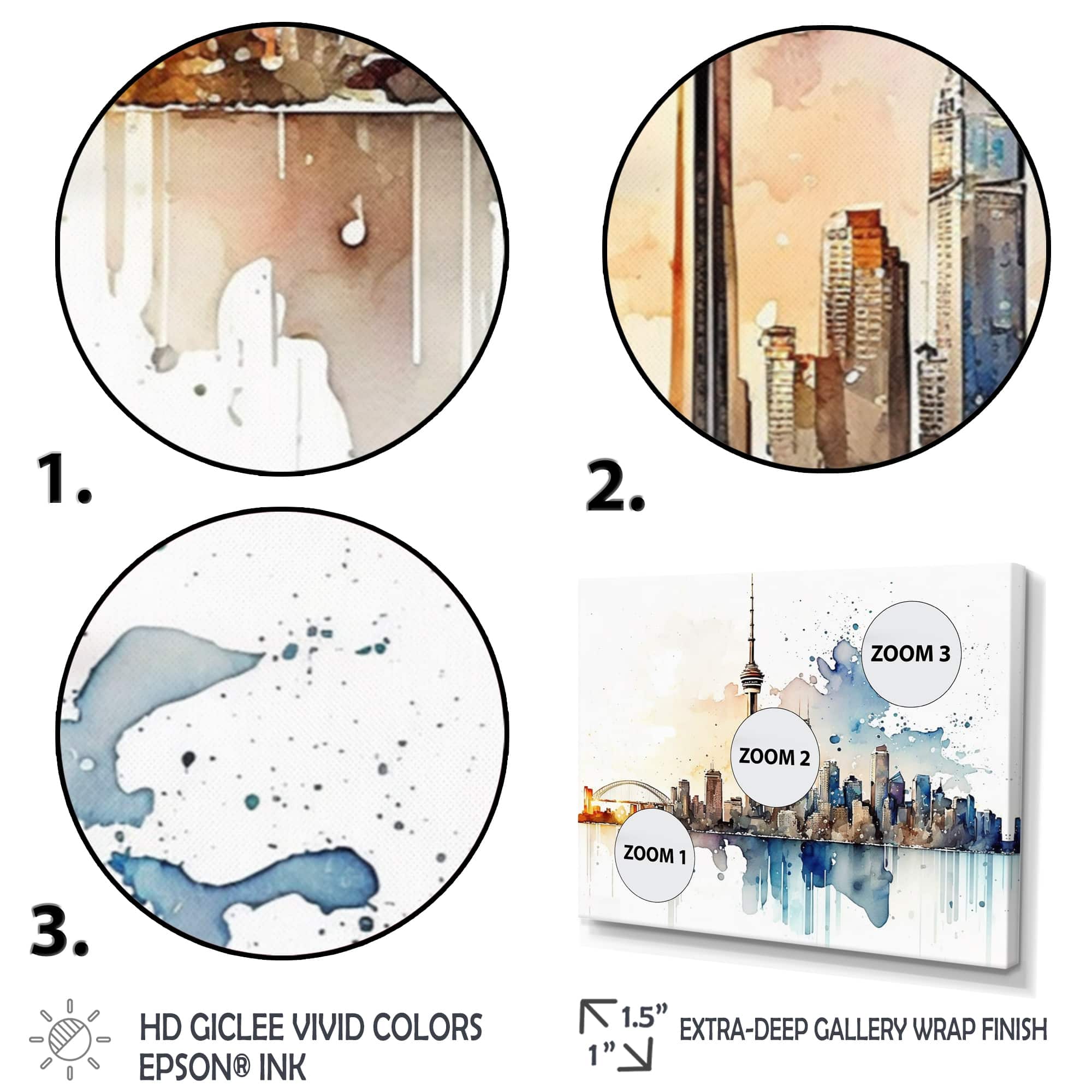 Designart "Toronto Skyline I" City Toronto Framed Art Print Bed Bath